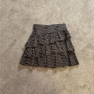 Banana Republic Striped Black and Brown Tiered Mini Skirt
